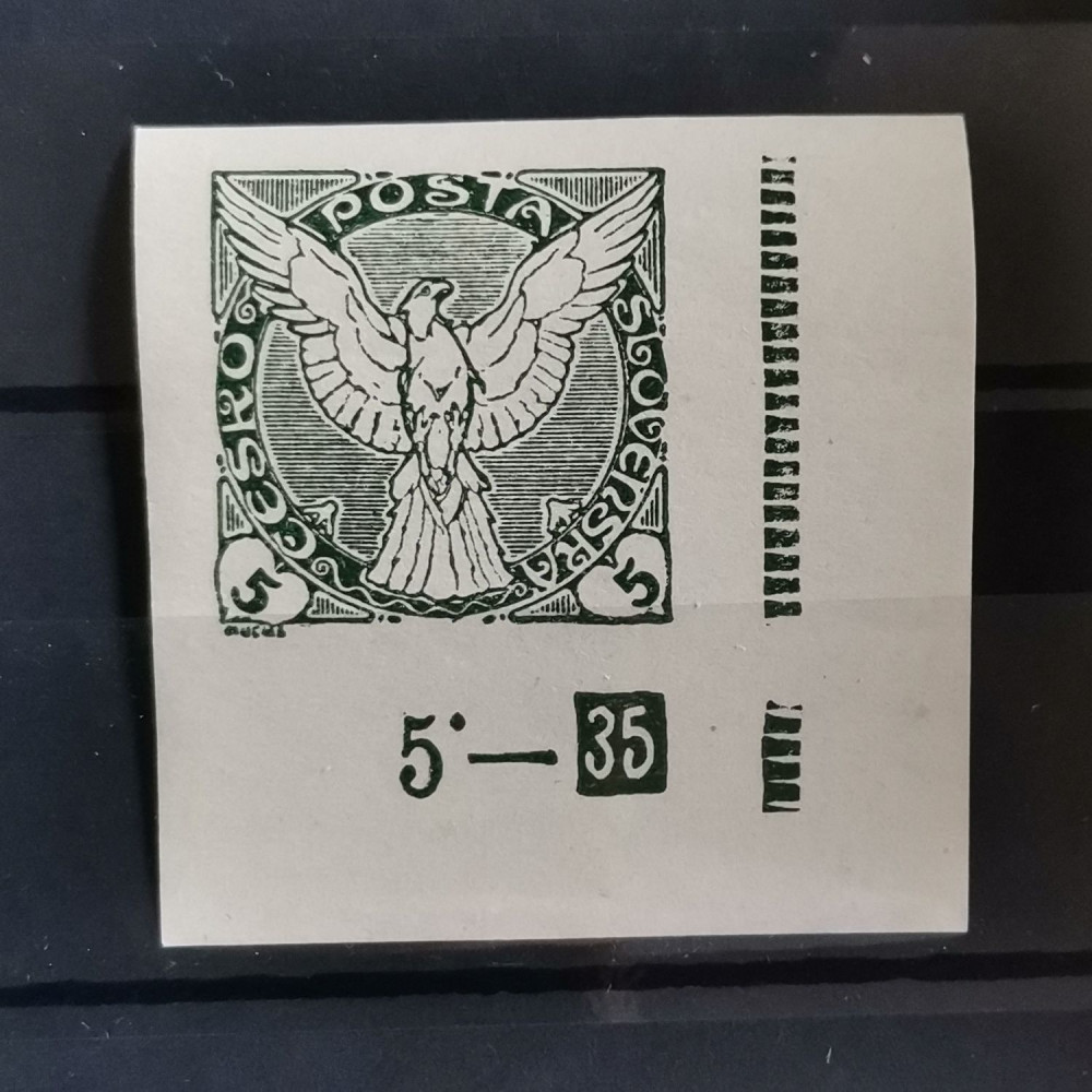Stamps with plate numbers Czechoslovakia, 5h, Mi.189, MNH** 