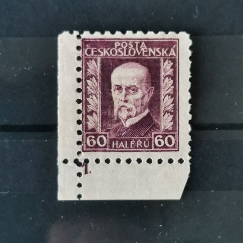 Selo com número de chapa Tchecoslováquia, 60h, Mi.241, MH* 