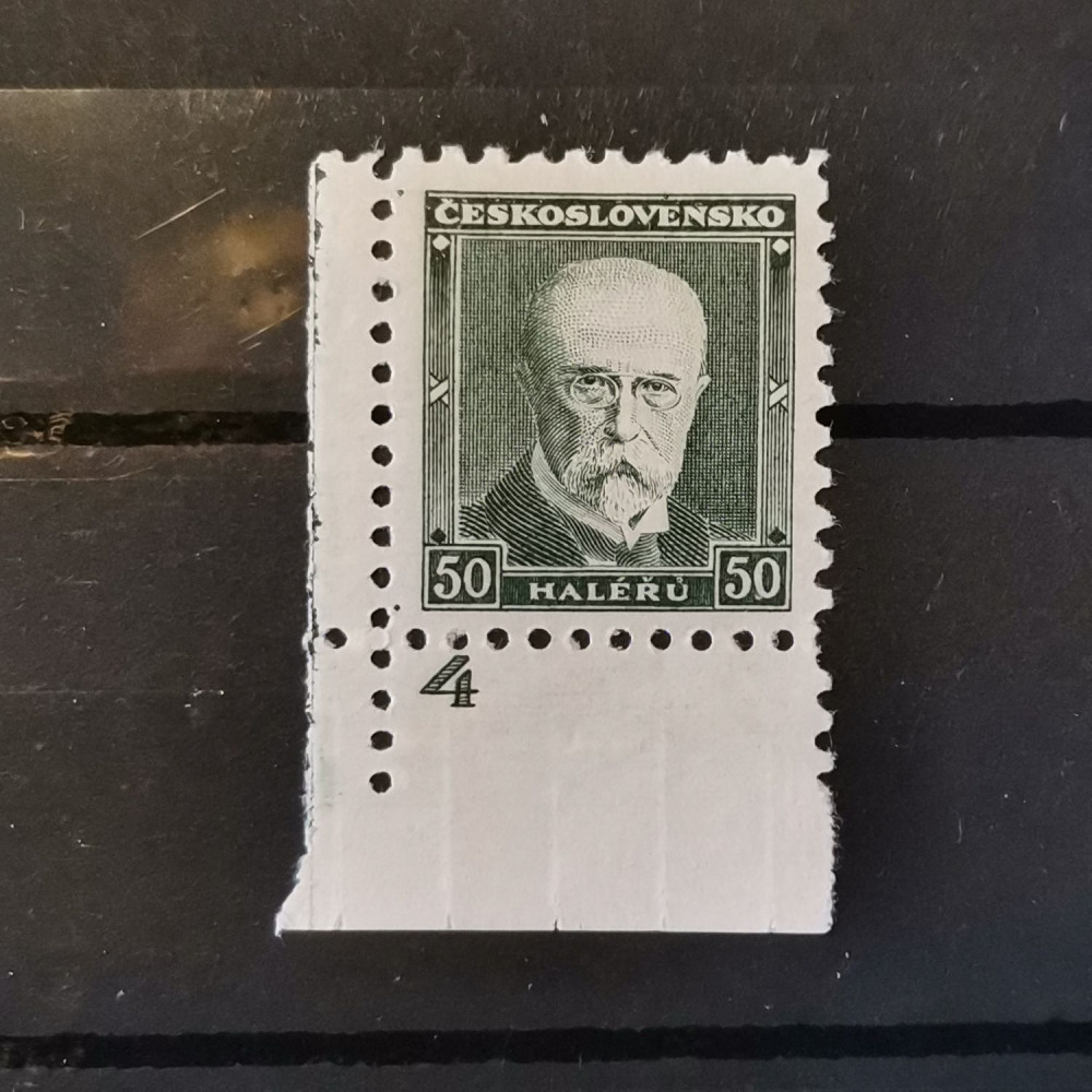 Sello con número de plancha Checoslovaquia, 50h, Mi.295, MH* 