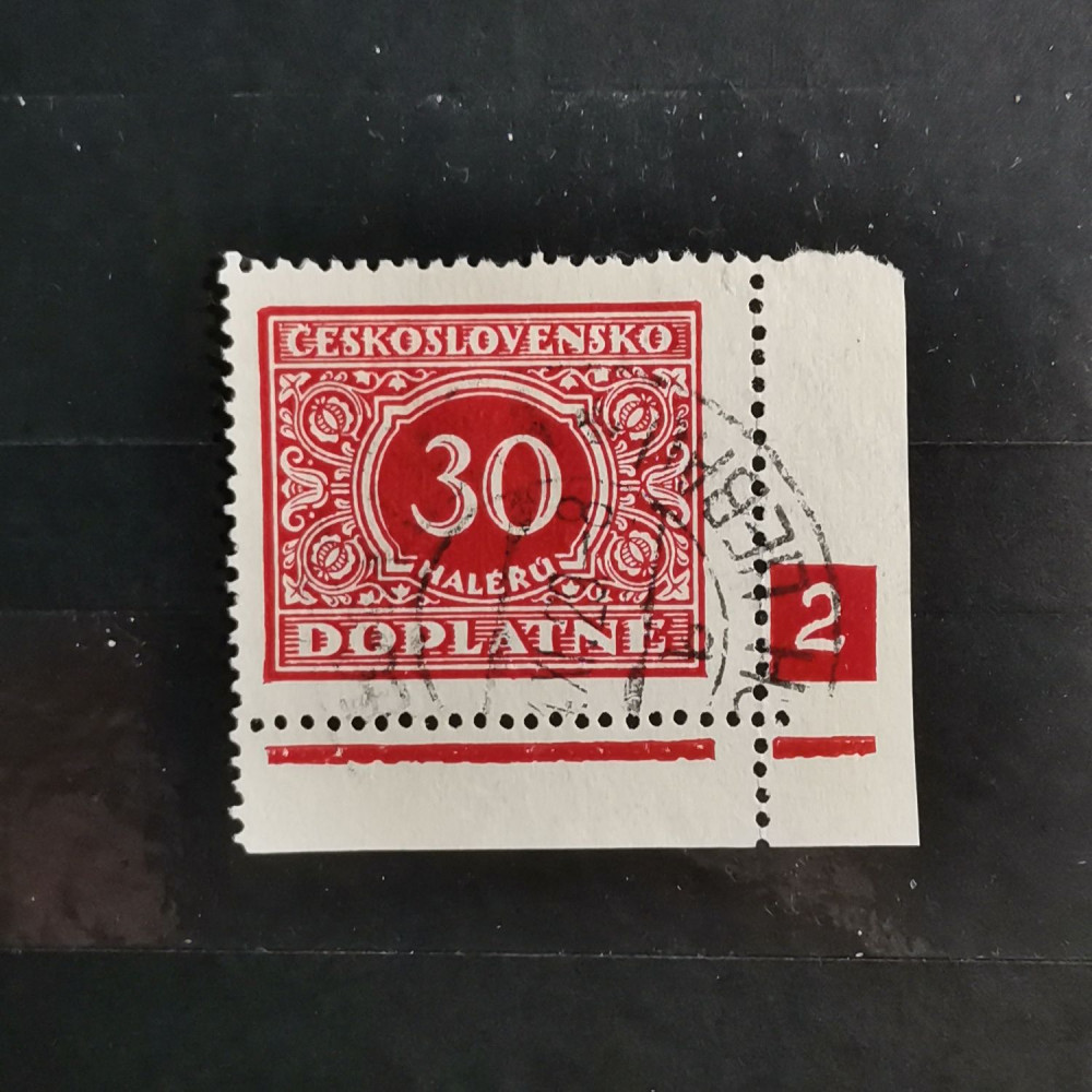 Stamps with plate numbers Czechoslovakia, 30h, Mi.58, MNH** 