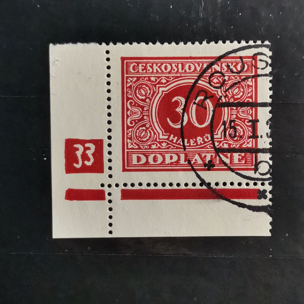 Selo com número de chapa Tchecoslováquia, 30h, Mi.58, MNH** 