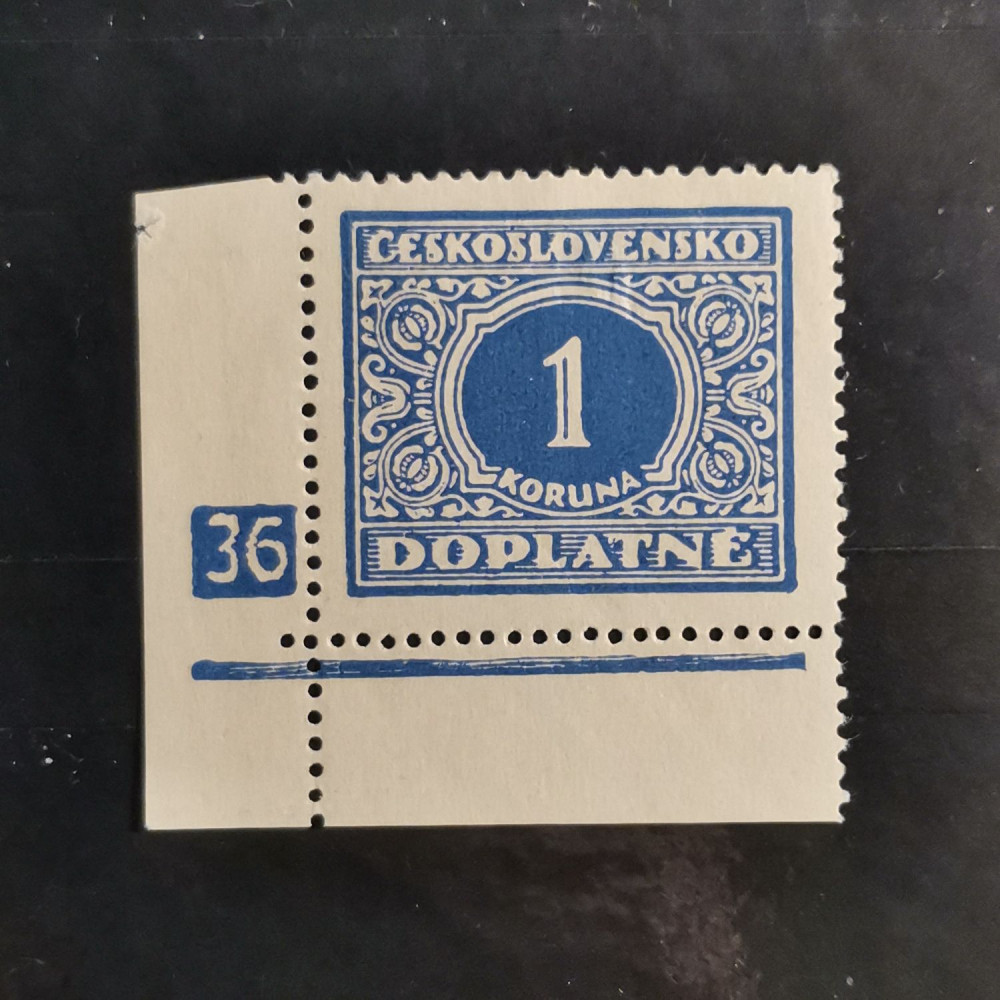 Stamps with plate numbers Czechoslovakia, 1 Kč, Mi.62, MH* 