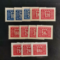 Série Tchecoslováquia, 10 h-6 Kčs, Mi.Porto67-Porto78, MNH** 