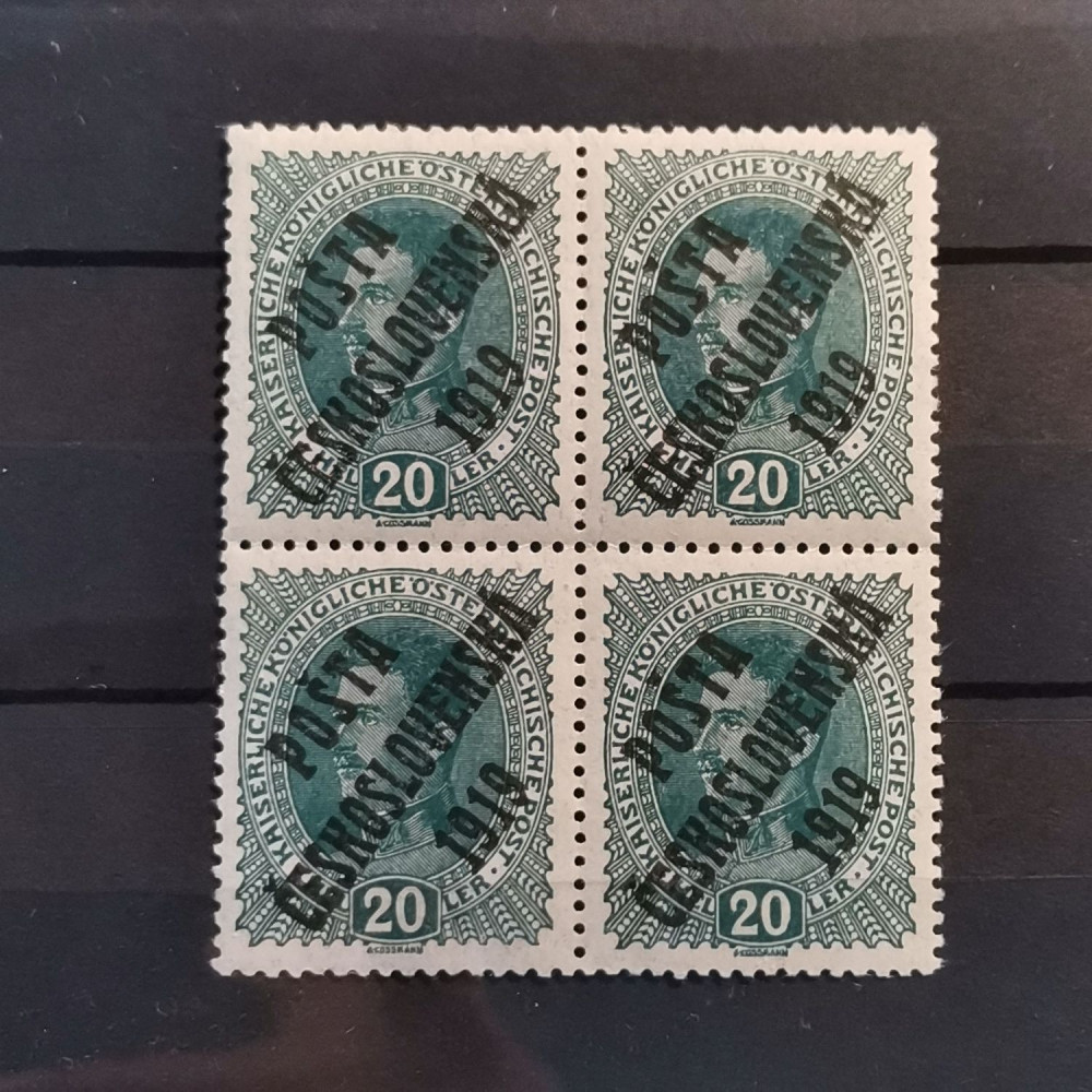 Viererblock Tschechoslowakie PČ 1919 , 20h, Mi.64** 