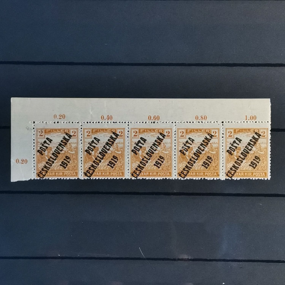 Folha completa Tchecoslováquia PČ 1919 , 3f, Mi.121, MNH** 