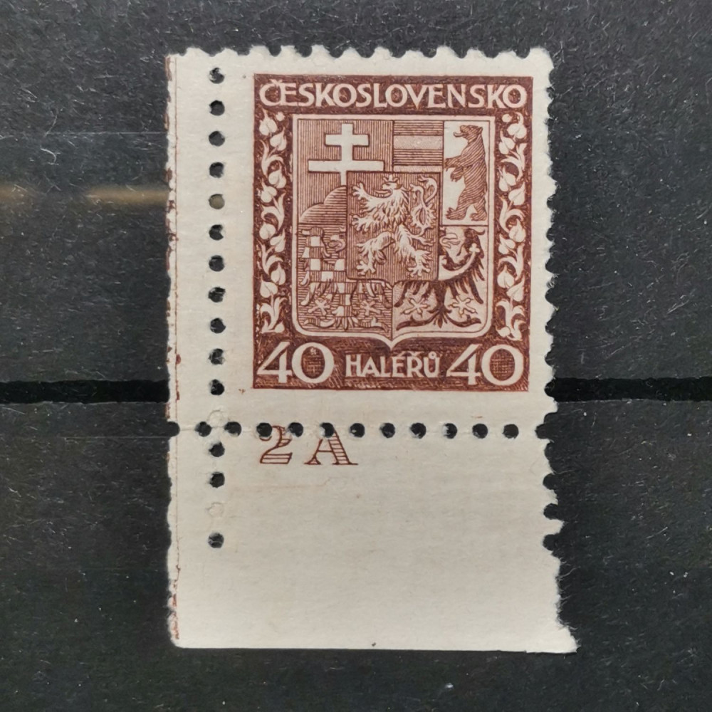 Selo com número de chapa Tchecoslováquia, 40h, Mi.282, MNH** 