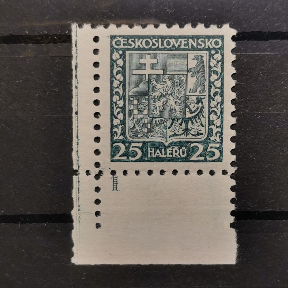 Sello con número de plancha Checoslovaquia, 25h, Mi.280, MNH** 