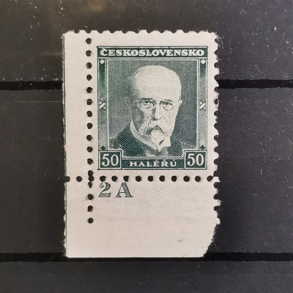 Sello con número de plancha Checoslovaquia, 50h, Mi.295, MH* 