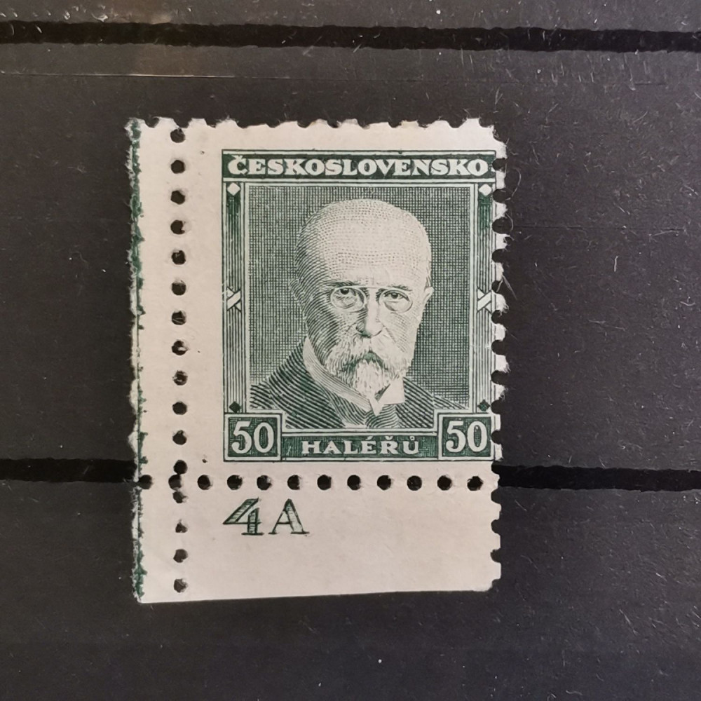 Sello con número de plancha Checoslovaquia, 50h, Mi.295, MH* 