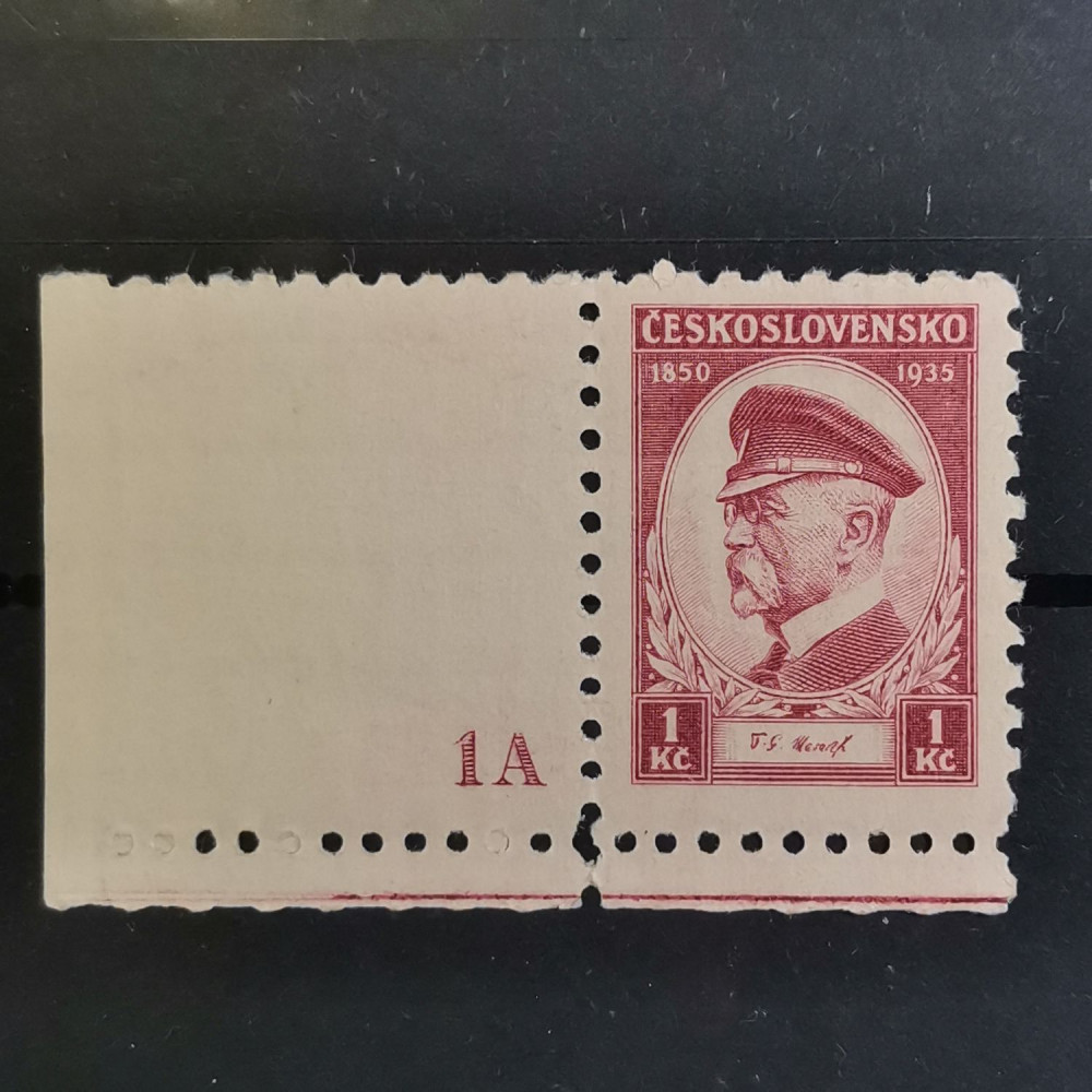 Sello con número de plancha Checoslovaquia, 1 Kč, Mi.333, MNH** 