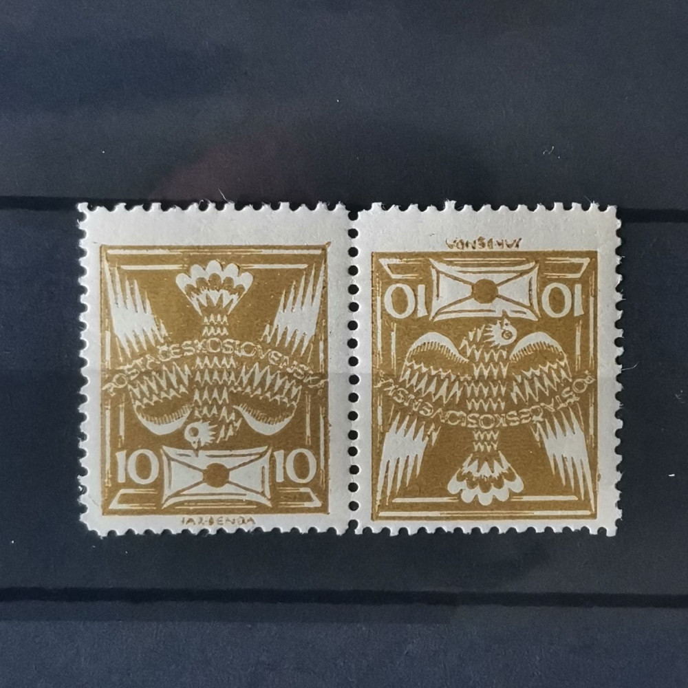 Pareja tête-bêche Checoslovaquia, 10h, Mi.165 B K, MH* 