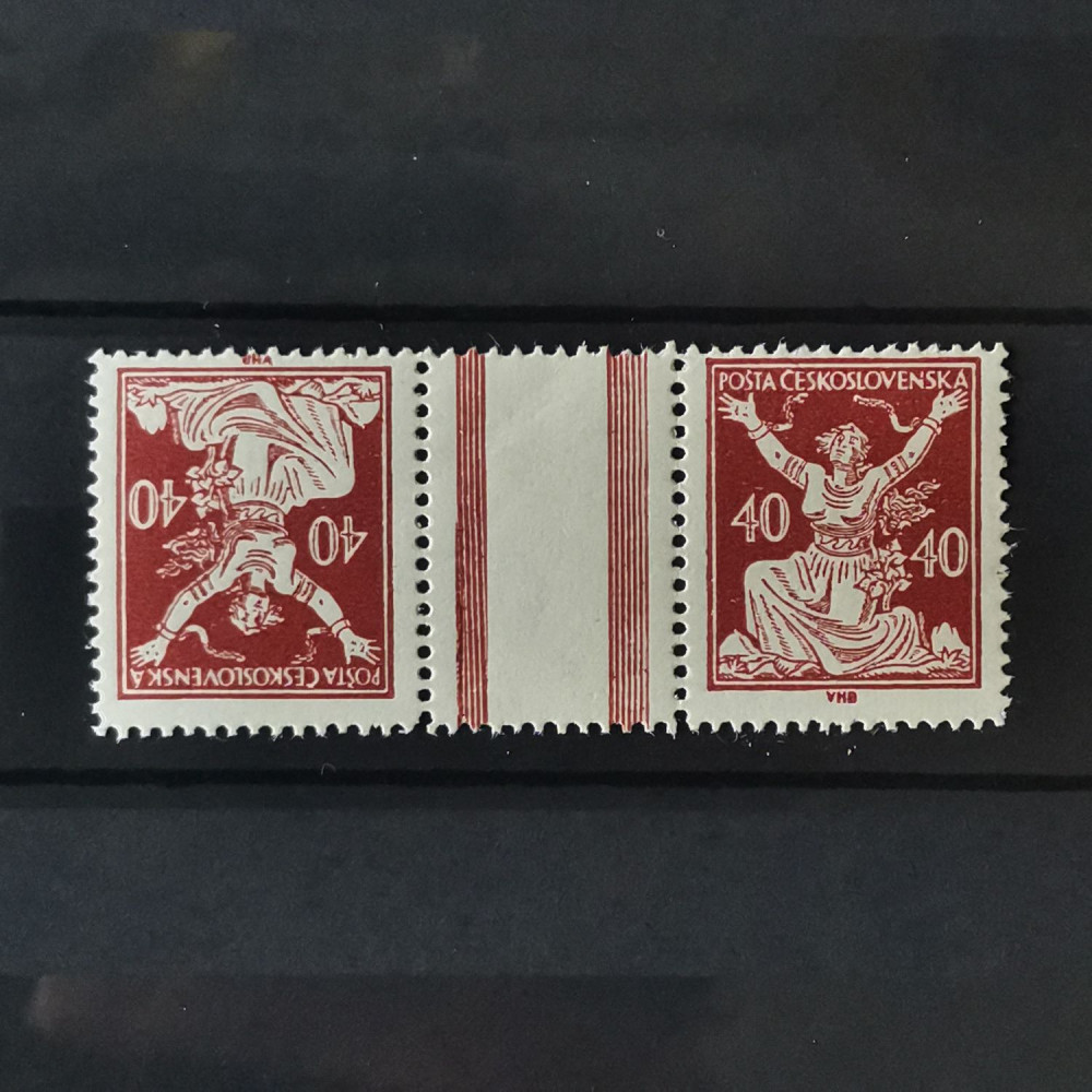 Par tête-bêche Tchecoslováquia, 40h, Mi.173 B KZ, MH* 