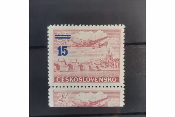 Známka ČSR, Pof.L31*, sv. modrý přetisk