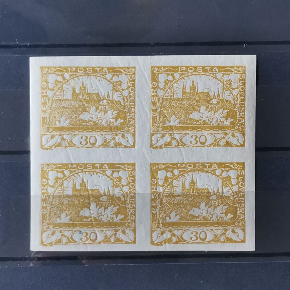 Bloque de cuatro Checoslovaquia, 30h, Mi.6, MNH** 