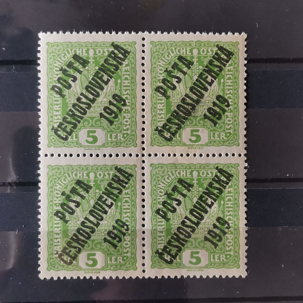Bloque de cuatro Checoslovaquia PČ 1919 , 5h, Mi.41, MNH** 