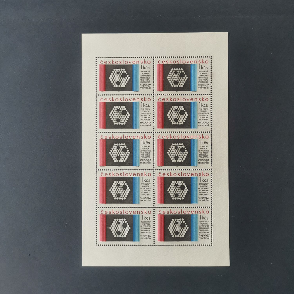 Bloco de dez Tchecoslováquia, 1Kčs, , MNH** 