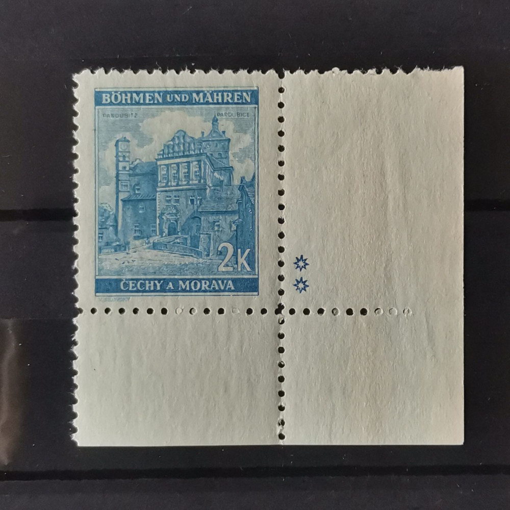 Briefmarken mit Kennzeichen Böhmen und Mähren Protektorat, 2K, Mi.70** 