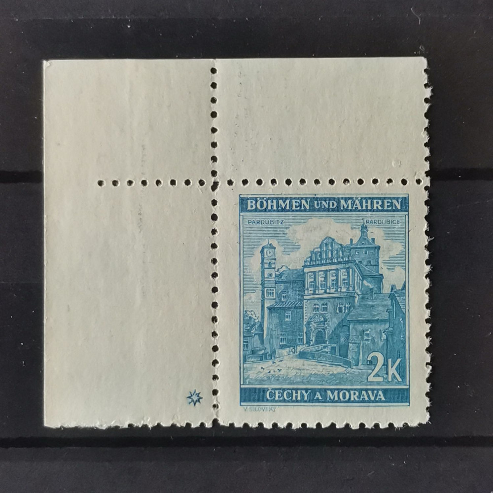 Sello con marca de plancha Protectorado de Bohemia y Moravia, 2K, Mi.70, MNH** 