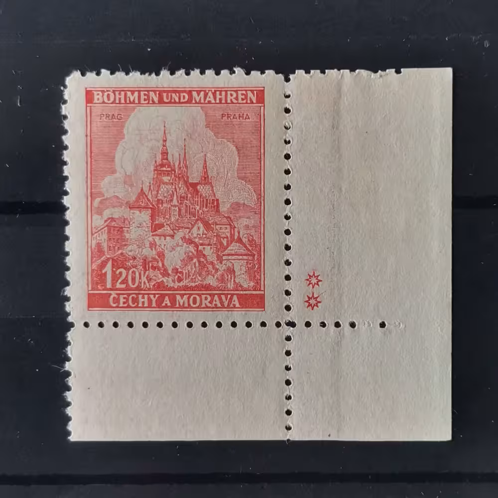 Briefmarken mit Kennzeichen Böhmen und Mähren Protektorat, 1.20K, Mi.68** 