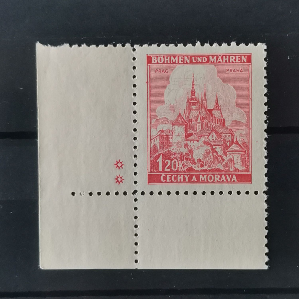Selo com marca de chapa Protetorado da Boêmia e Morávia, 1.20K, Mi.68, MNH** 