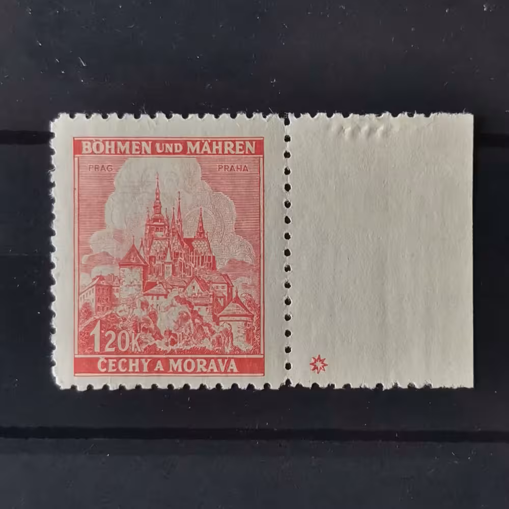 Briefmarken mit Kennzeichen Böhmen und Mähren Protektorat, 1.20K, Mi.68** 