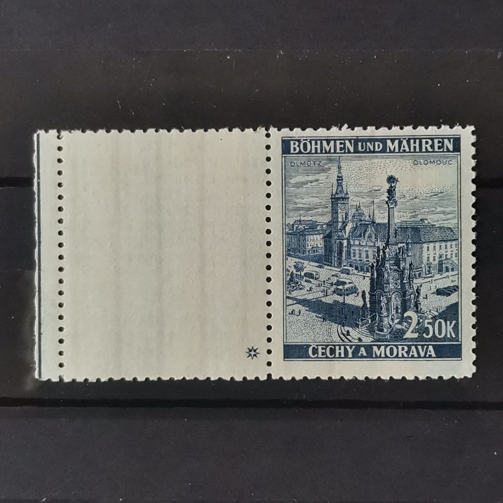 Sello con marca de plancha Protectorado de Bohemia y Moravia, 2.50K, Mi.32, MNH** 
