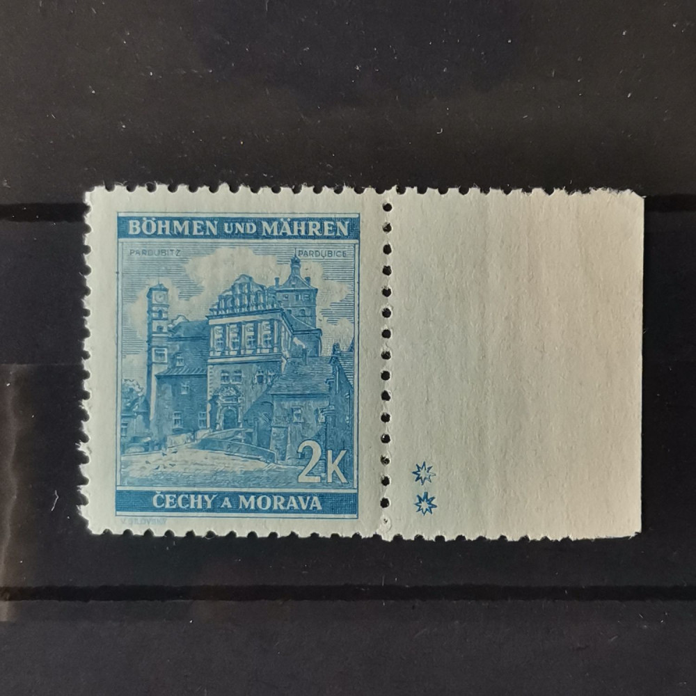 Briefmarken mit Kennzeichen Böhmen und Mähren Protektorat, 2K, Mi.70** 