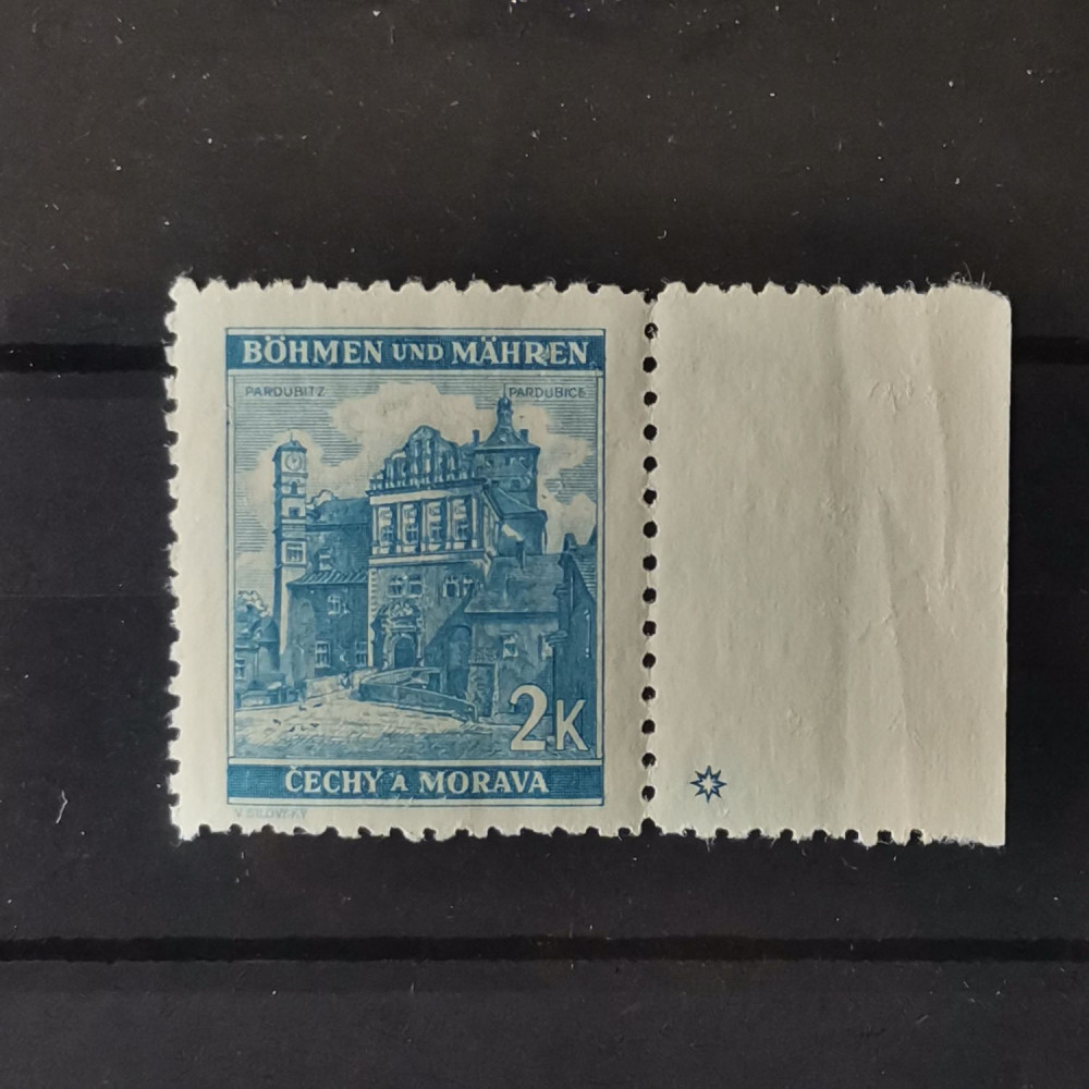 Selo com marca de chapa Protetorado da Boêmia e Morávia, 2K, Mi.70, MNH** 