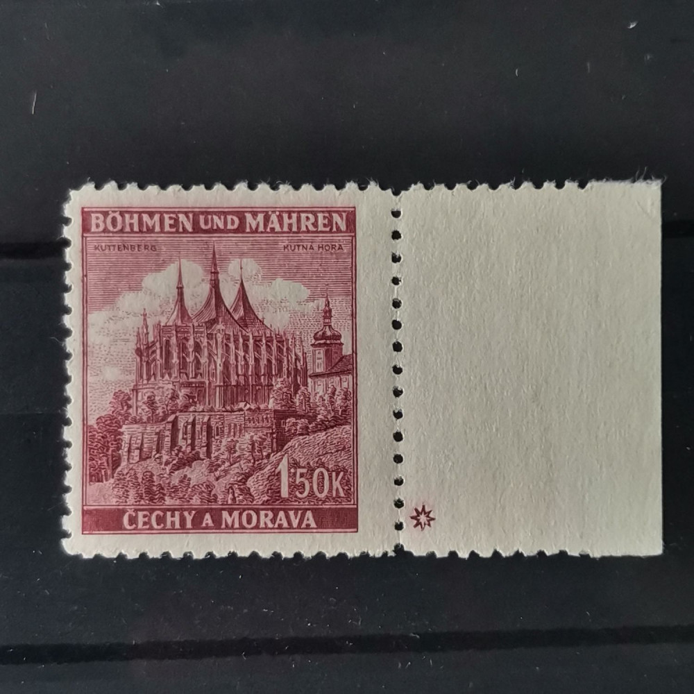 Briefmarken mit Kennzeichen Böhmen und Mähren Protektorat, 1.50K, Mi.69** 