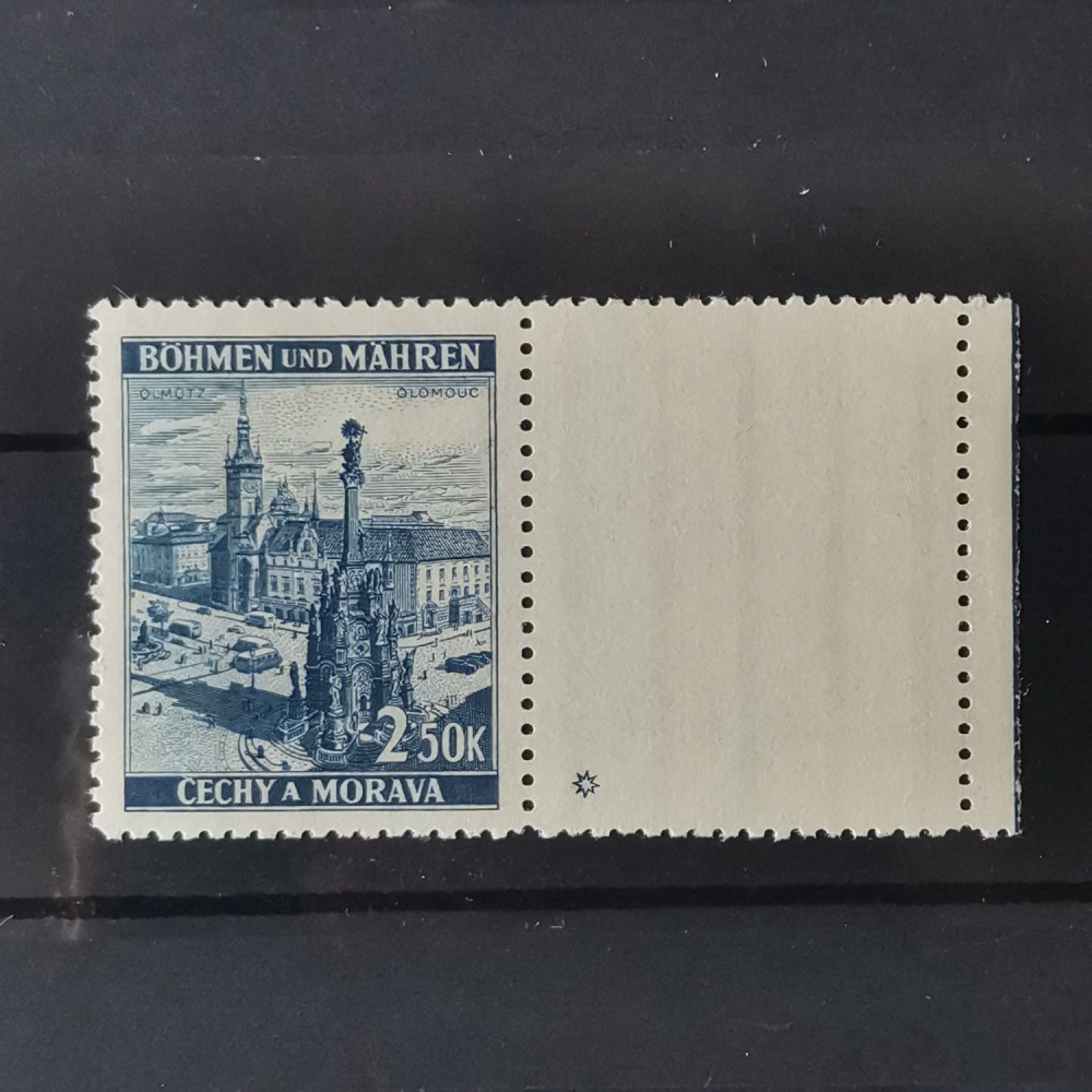 Sello con marca de plancha Protectorado de Bohemia y Moravia, 2.50K, Mi.32, MNH** 