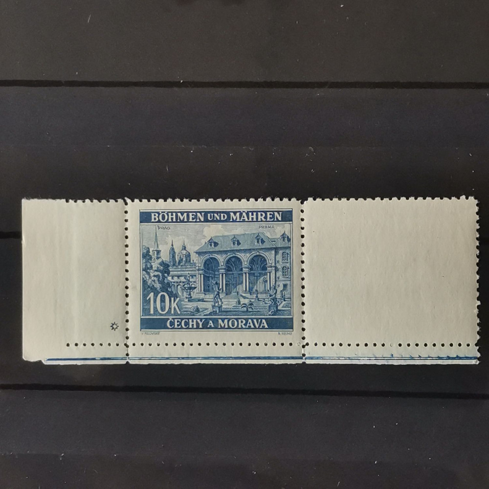 Selo com marca de chapa Protetorado da Boêmia e Morávia, 10K, Mi.60, MNH** 