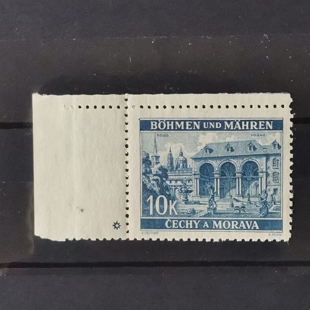 Selo com marca de chapa Protetorado da Boêmia e Morávia, 10K, Mi.60, MNH** 