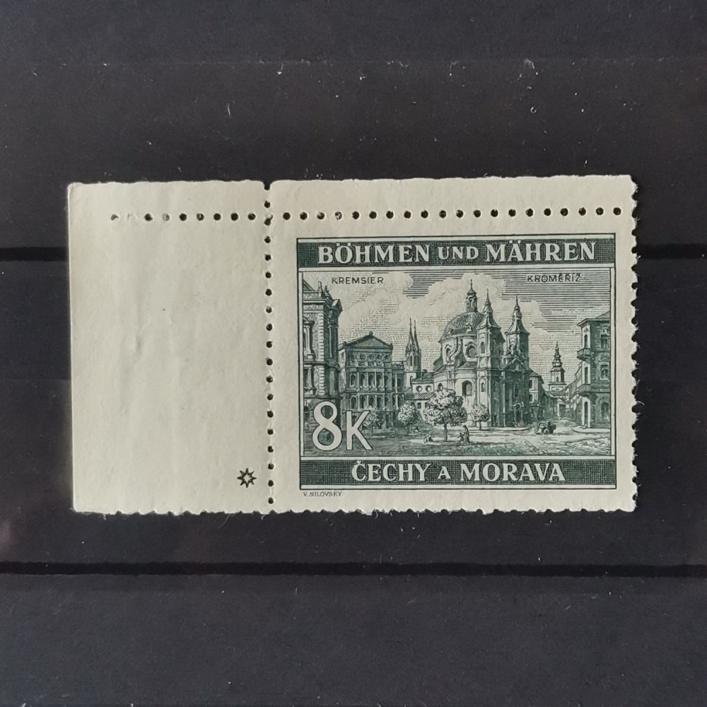Selo com marca de chapa Protetorado da Boêmia e Morávia, 8K, Mi.59, MNH** 