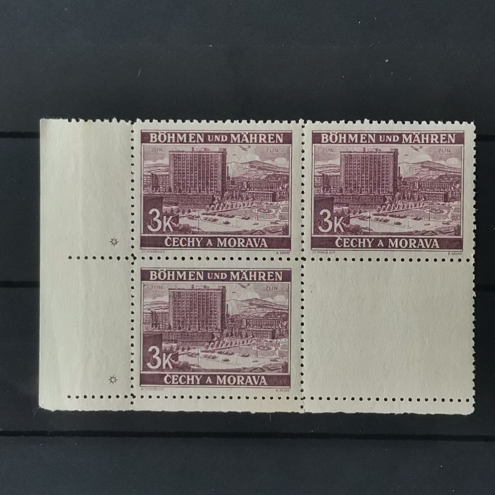 Selo com marca de chapa Protetorado da Boêmia e Morávia, 3K, Mi.33, MNH** 