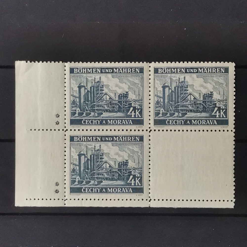 Sello con marca de plancha Protectorado de Bohemia y Moravia, 4K, Mi.34, MNH** 