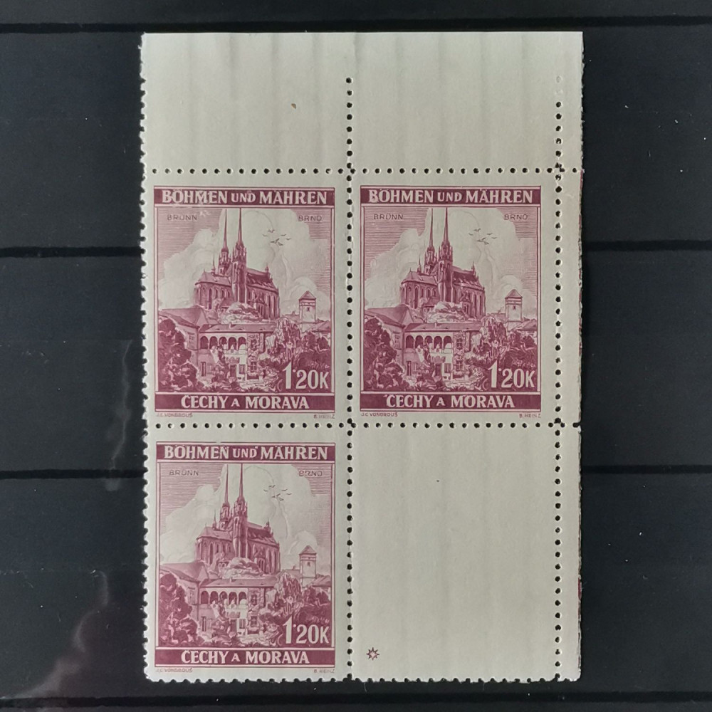 Selo com marca de chapa Protetorado da Boêmia e Morávia, 1.20K, Mi.29, MNH** 