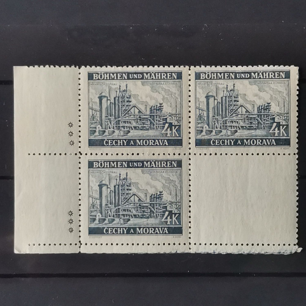 Sello con marca de plancha Protectorado de Bohemia y Moravia, 4K, Mi.34, MNH** 