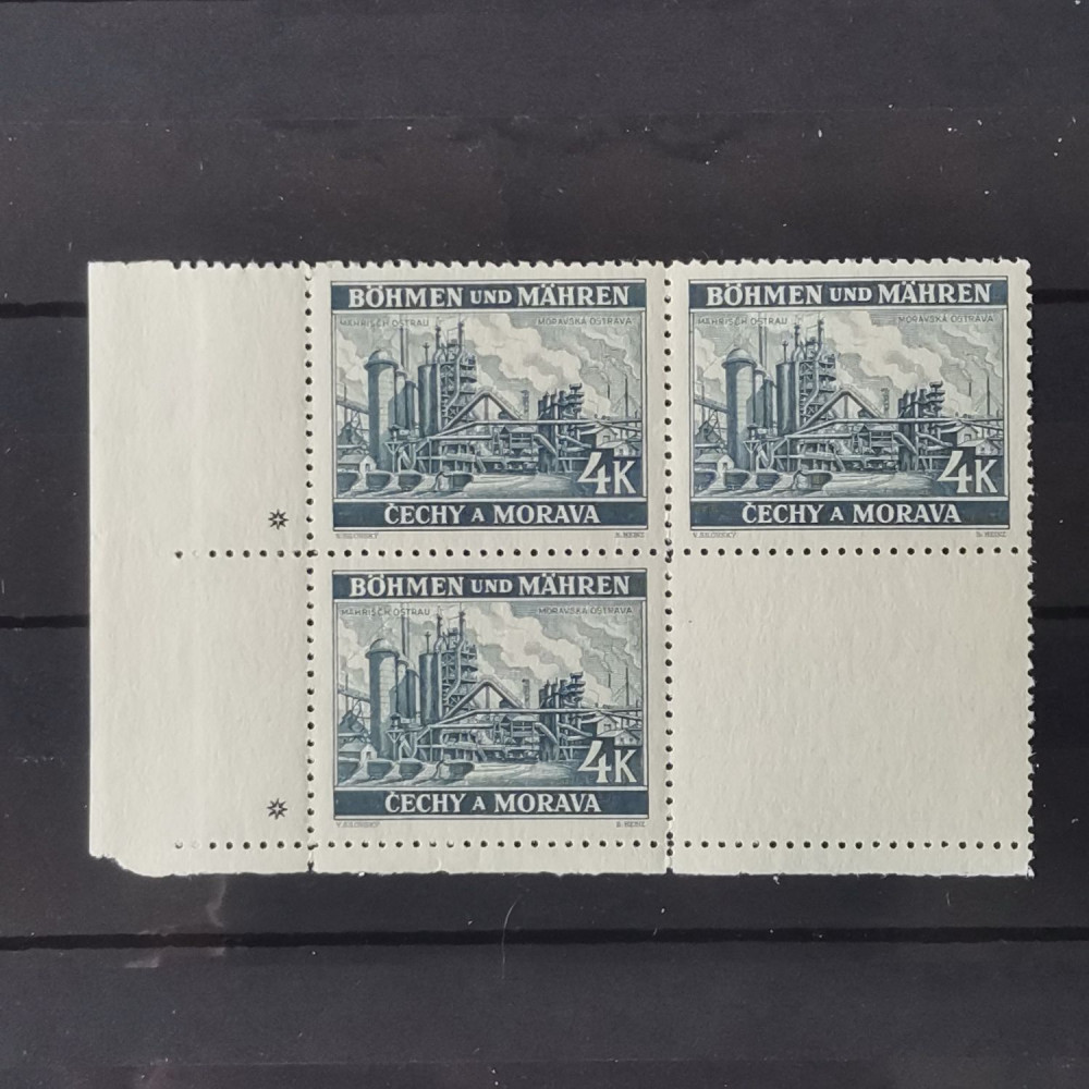 Selo com marca de chapa Protetorado da Boêmia e Morávia, 4K, Mi.34, MNH** 