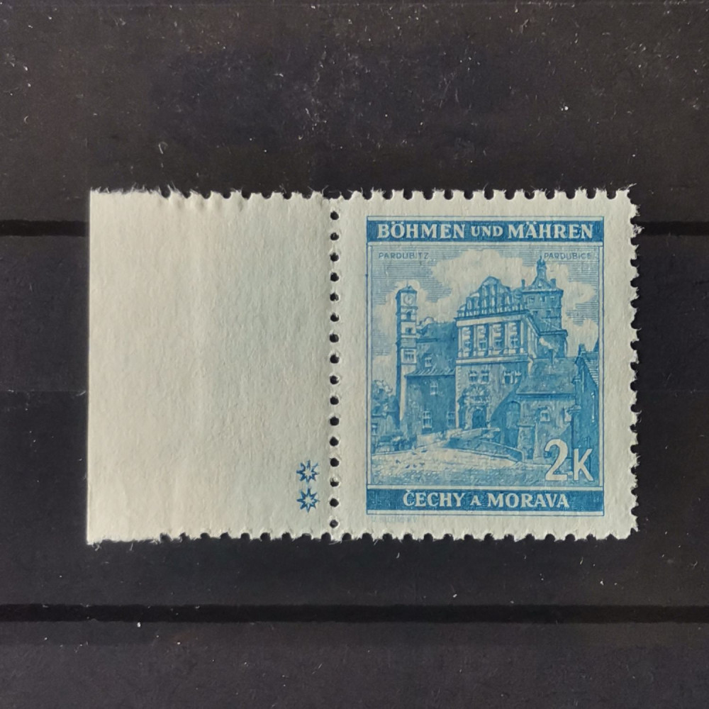 Briefmarken mit Kennzeichen Böhmen und Mähren Protektorat, 2K, Mi.70** 