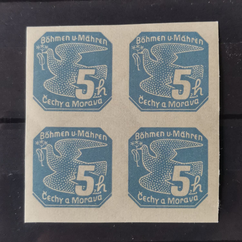 Quadra Protetorado da Boêmia e Morávia, 5H, Mi.43, MNH** 