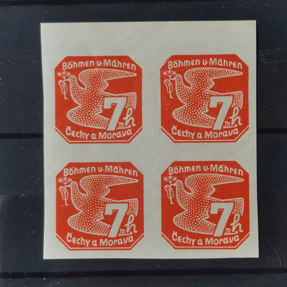 Bloque de cuatro Protectorado de Bohemia y Moravia, 7H, Mi.44, MNH** 