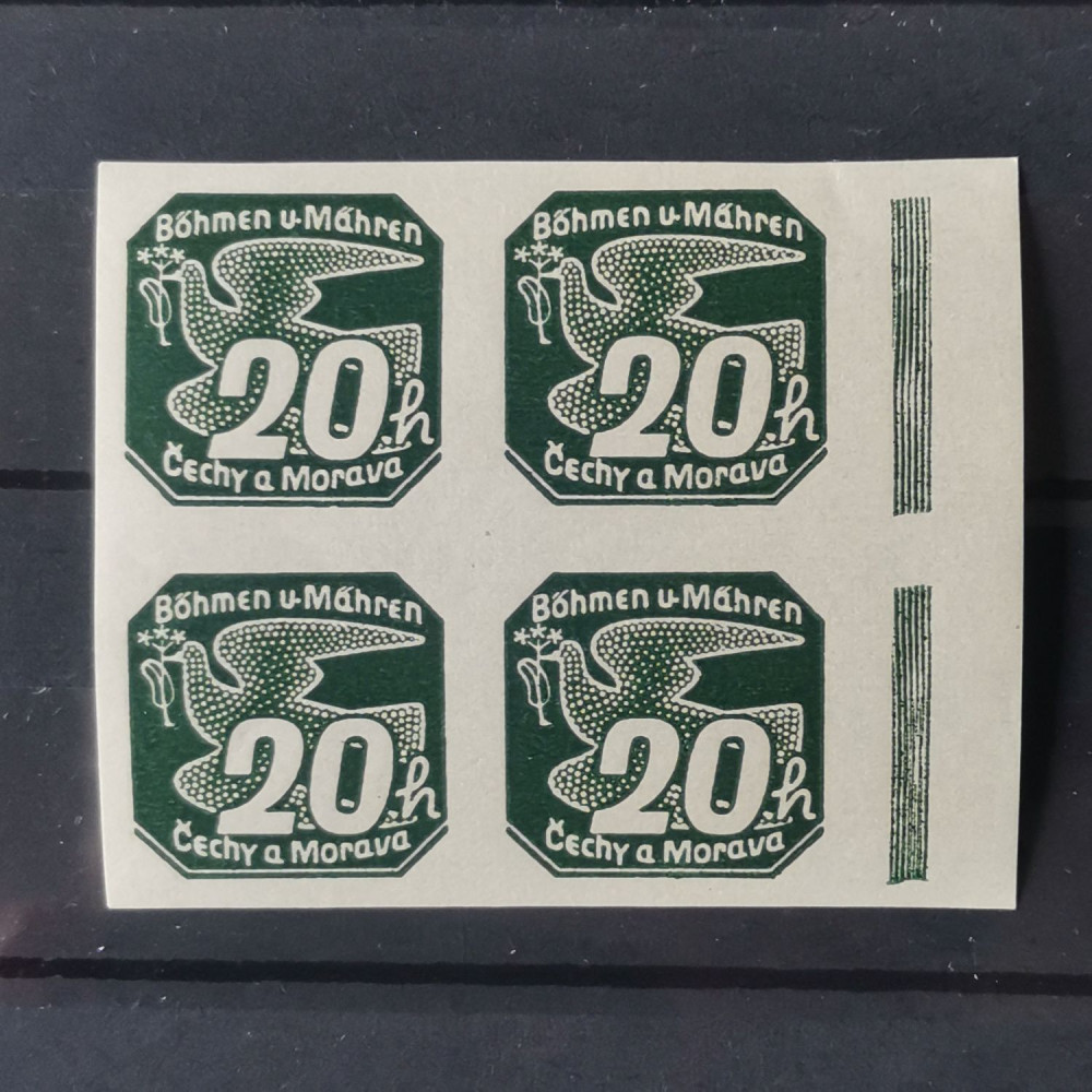 Quadra Protetorado da Boêmia e Morávia, 20H, Mi.48, MNH** 