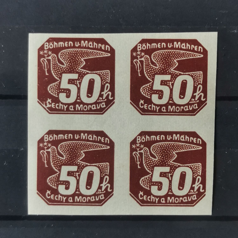 Selo com marca de chapa Protetorado da Boêmia e Morávia, 50H, Mi.49, MNH** 