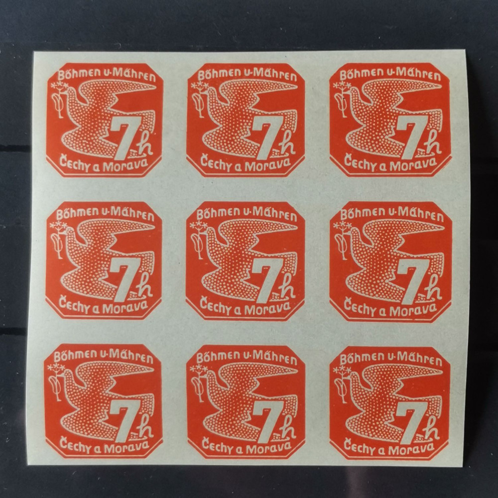 Pliego completo Protectorado de Bohemia y Moravia, 7H, Mi.44, MNH** 