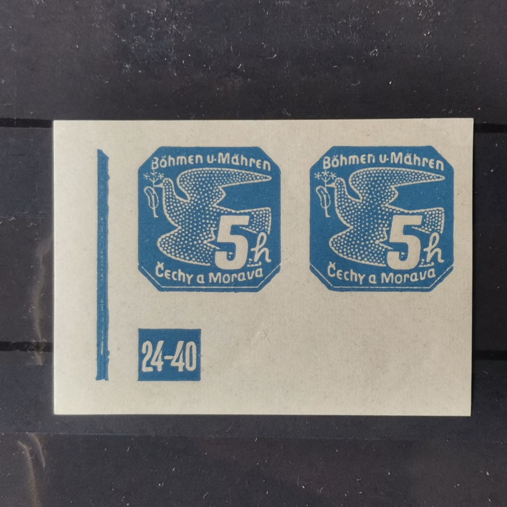 Sello con marca de plancha Protectorado de Bohemia y Moravia, 5H, Mi.43, MNH** 