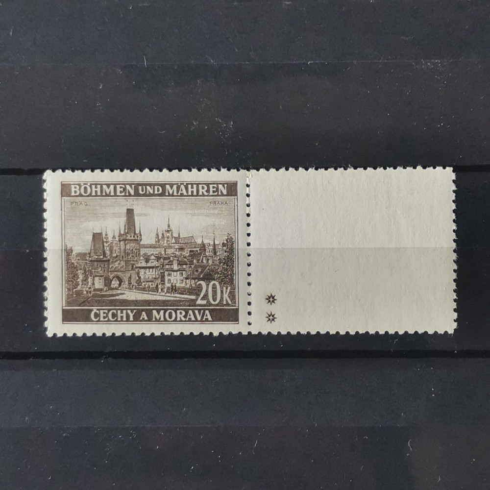 Sello con marca de plancha Protectorado de Bohemia y Moravia, 20K, Mi.61, MNH** 