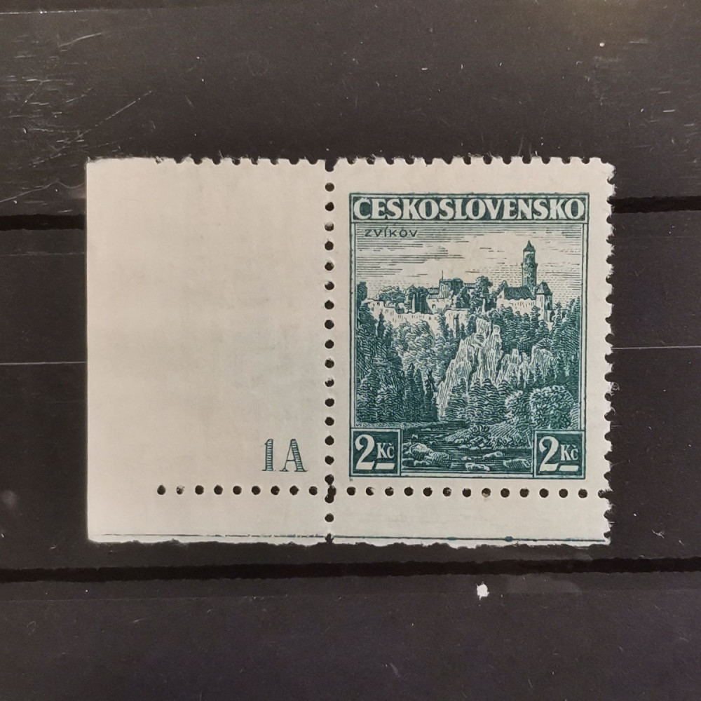 Sello con número de plancha Checoslovaquia, 2 Kč, Mi.353, MH* 