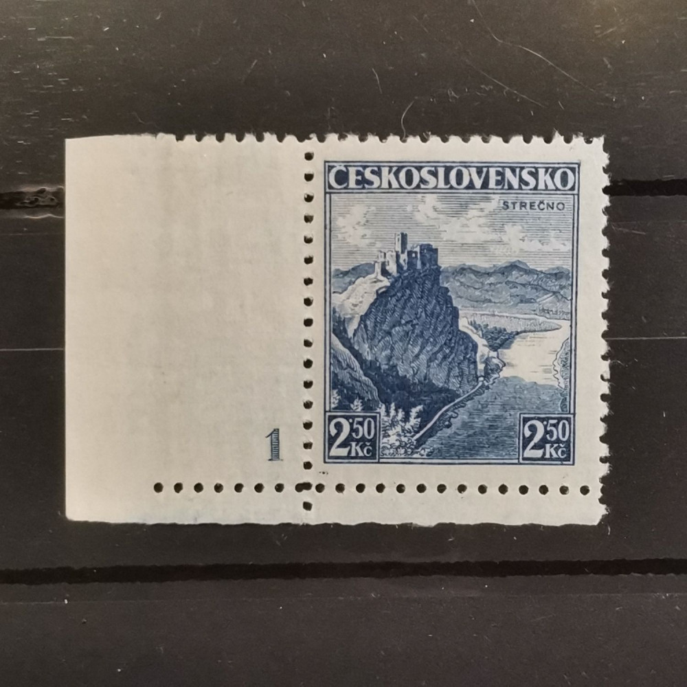 Sello con número de plancha Checoslovaquia, 2,50 Kč, Mi.354, MH* 