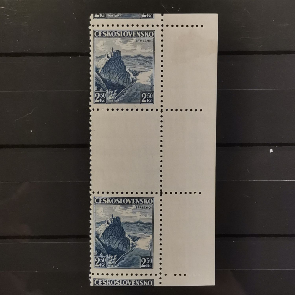 Pareja con interpanel Checoslovaquia, 2,50 Kč, Mi.354, MH* 
