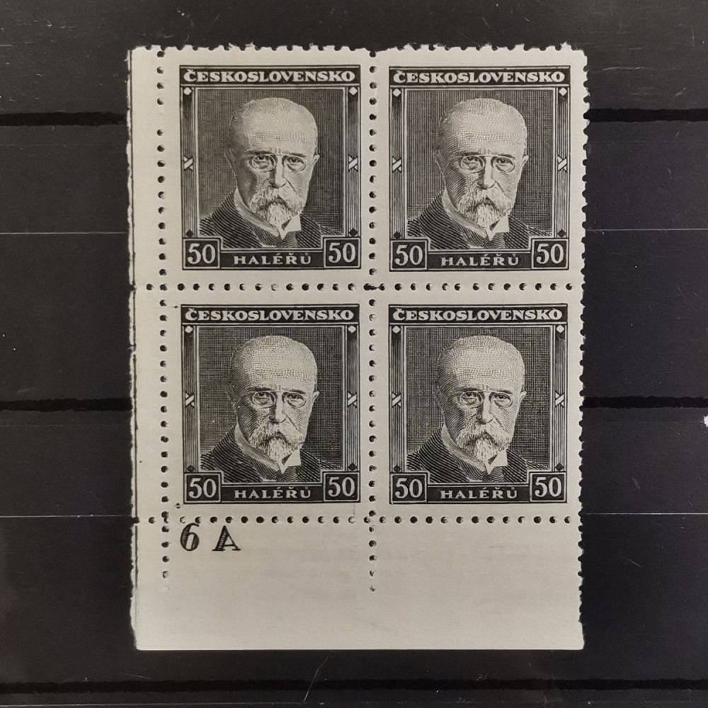 Bloque de cuatro de esquina Checoslovaquia, 50h, Mi.379, MNH** 